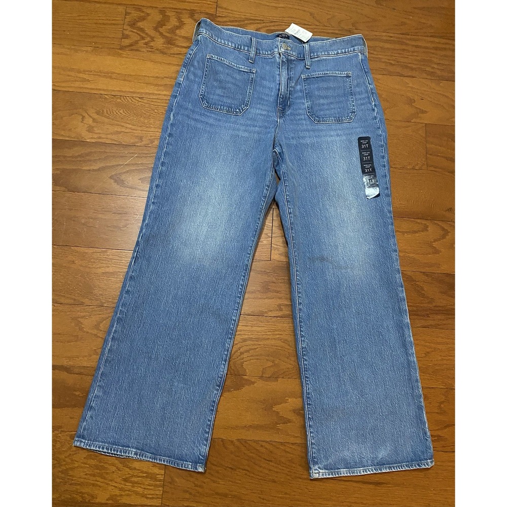 J Crew Wide Leg Crop Jeans Blue Women's Size 31 Tall New! NWT $118